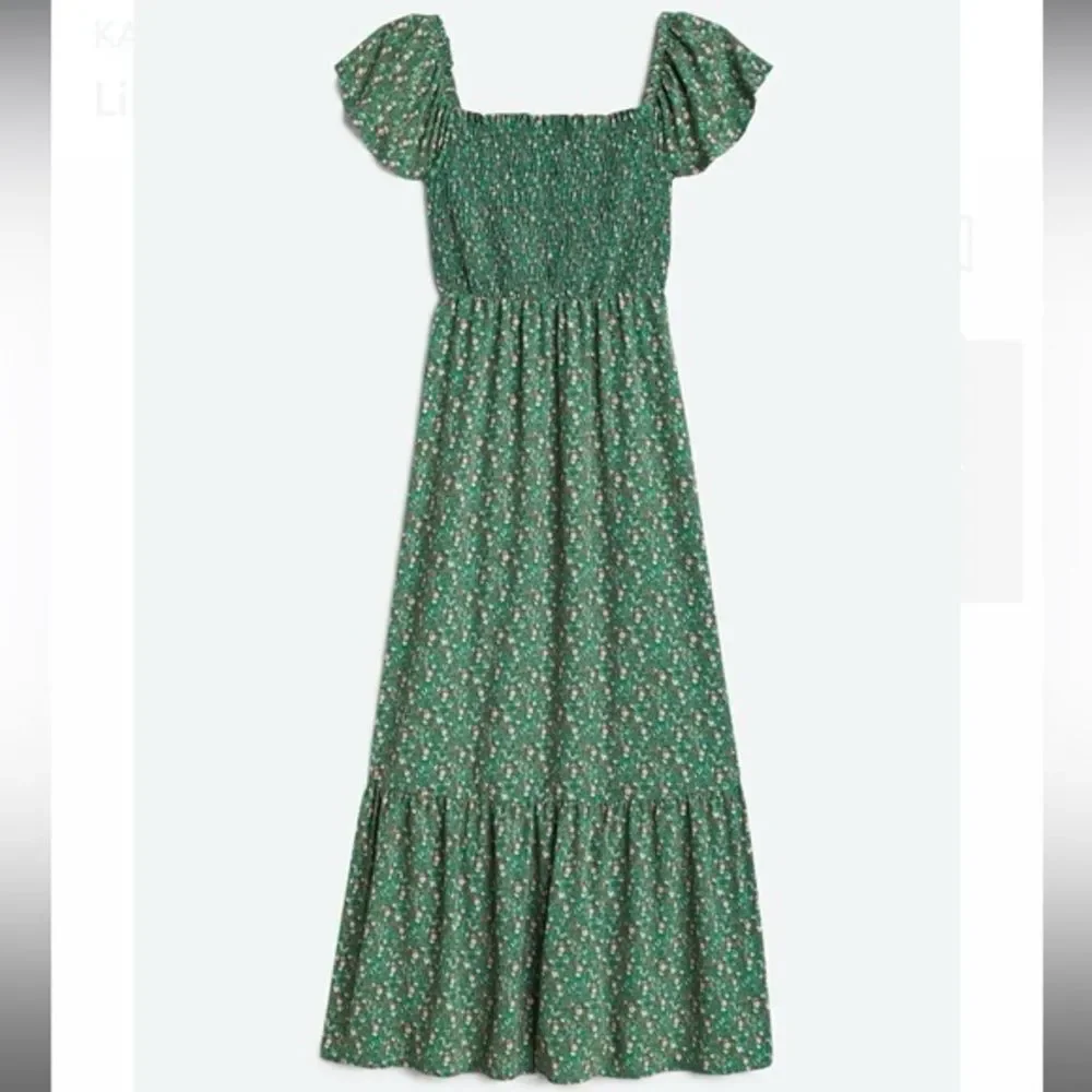 KAILEIGH Lily smocked detail maxi dress green size 1 X Stitch Fix NWT